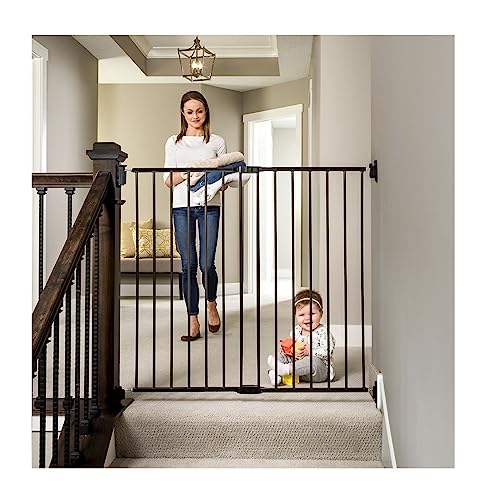 Book Cover Regalo 2-in-1 Extra Tall Easy Swing Stairway and Hallway Walk Through Baby Gate, Black 1 Count (Pack of 1)
