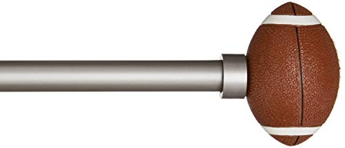 AmazonBasics Decorative 5/8" Curtain Rod with Football Finials, 28"-48"