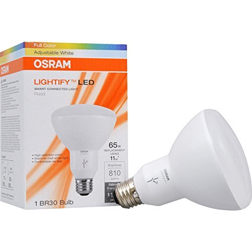 SYLVANIA General Lighting 75584 SYLVANIA Smart + ZigBee Changing and Dimmable BR30 LED Bulb, 65-Watt Equivalent, Works with SmartThings, Wink, and Amazon Echo Plus, Hub Needed, 4 Pack, Full Color