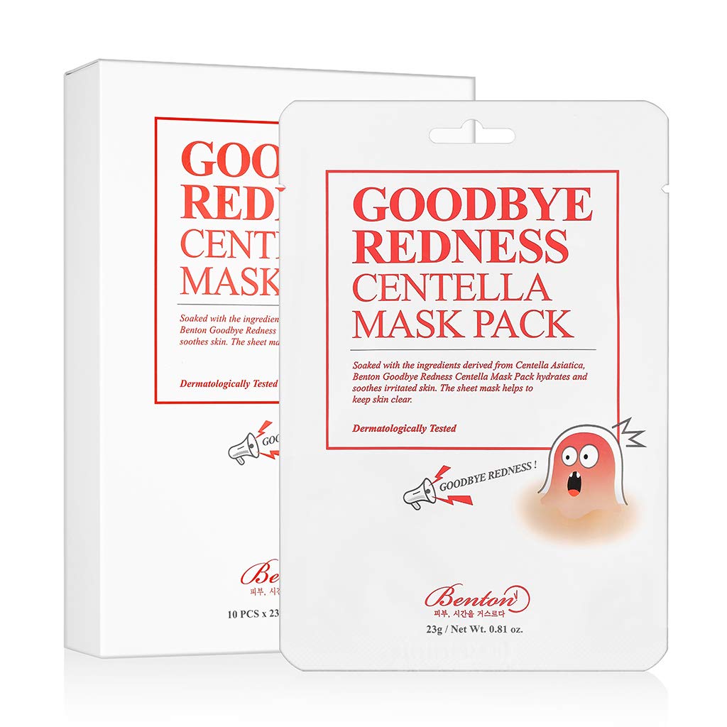 Book Cover BENTON Good Bye Redness Centella Mask Pack 23g 10 Pack - Contains 45% Centella Asiatica, Hydraitng & Soothing Facial Mask Sheet, Rednes Relief and Skin Troubles, for Senstivie and Irritated Skin