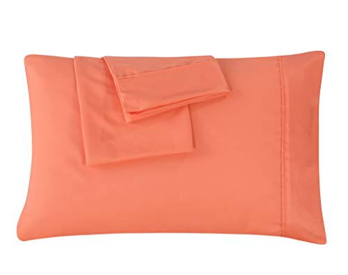 Book Cover AYASW King Size Pillowcases Microfiber 2 Piece Set Envelope Closure Coral 20x40 inches