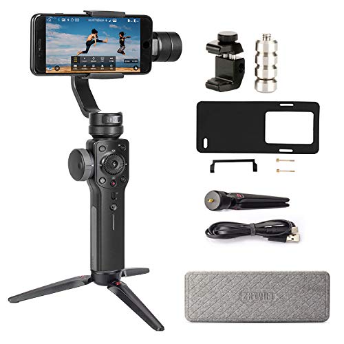 Zhiyun Smooth 4 3-Axis Smartphone Gimbal Stabilizer for iPhone 11 PRO XS Max XR X 8 Plus 7 6 SE Android Phone Filming Vlog Youtuber Live Video Record(Plate Adapter for Gopro/Counterweight Included)