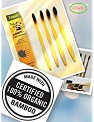 Book Cover tekie 4 Environmental Bamboo Toothbrushes 100% Natural Organic Biodegradable and Vegan cost-effective Soft Free Nylon Bristles Fibre Wooden Handle