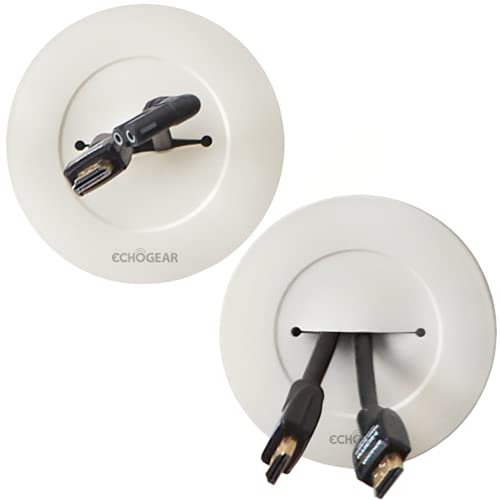 ECHOGEAR Off-White Cable Concealer for Wall Mounted TV - in-Wall Cord Management Kit Hides Low Voltage Wires - Includes 2 Pass Through Grommets, Locking Brackets, and Hole Saw Drill Attachment
