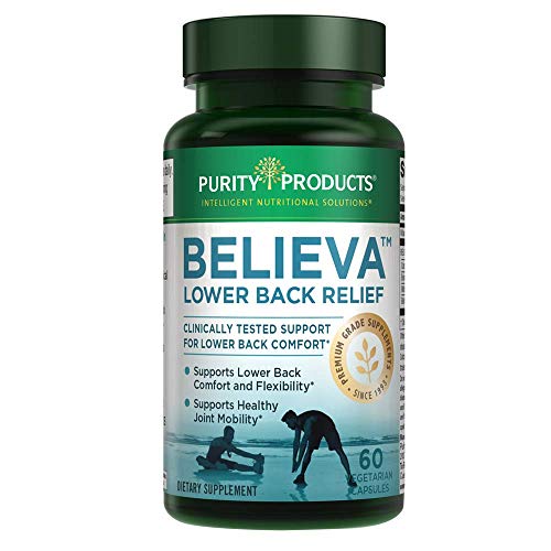 Book Cover Believaâ„¢ Lower Back Relief by Purity Products - Clinically Studied Curcumin C3 Complex, White Willow Bark Extract, Boswellin Boswellia Serrata, Vitamin B12, Black Pepper Extract - 60 Veggie Capsules