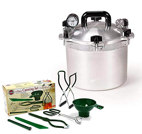 Book Cover All American 21.5 QT Pressure Cooker Bundle with 2 Racks and Norpro Canning Essentials 6 Piece Box Set