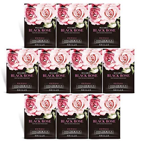 Book Cover SHILLS Charcoal Mask, Rose Water Mask Sheet, Hydrating Mask, Purifying Mask, 10 Piece Combo Pack