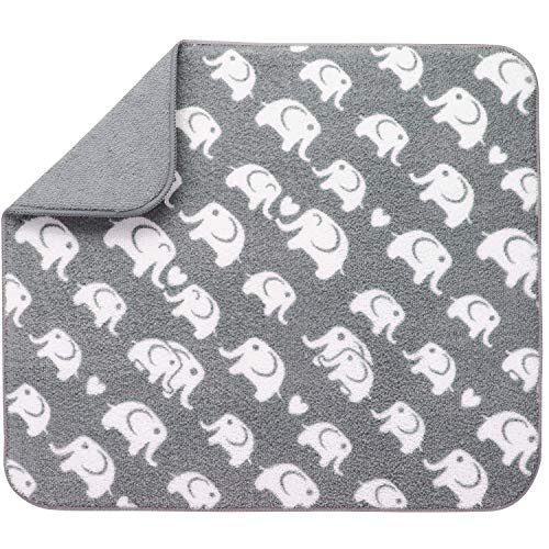 Book Cover S&T INC. Reversible Baby Bottle Drying Mat, 16 Inch x 18 Inch, Grey Elephant Print
