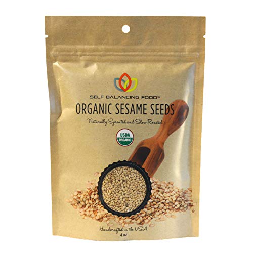 Organic Sesame Seeds Sprouted and Roasted - Great Gift, Healthy Snack for Vegans, Cooks and Chefs, Salad Topper, Clean Nutritious Food - by Self Balancing Food (4 oz - 1 Pack)