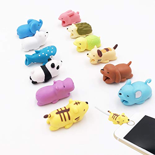 12-Pack LEHIAMZ Charging Cord Saver Mini Cartoon Charging Cable Protector for iPhone USB Cable