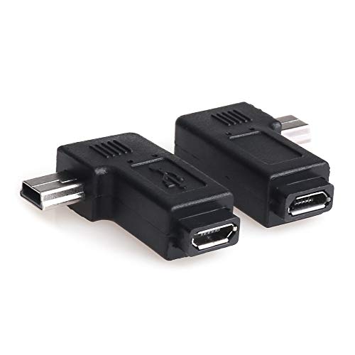MOBOREST USB 2.0 Adapter Plug, USB to Micro USB Adapter, 90 Degree Left and Right Angle Mini USB Male to Micro USB Female Connector Adapter (1 Right - 1 Left)