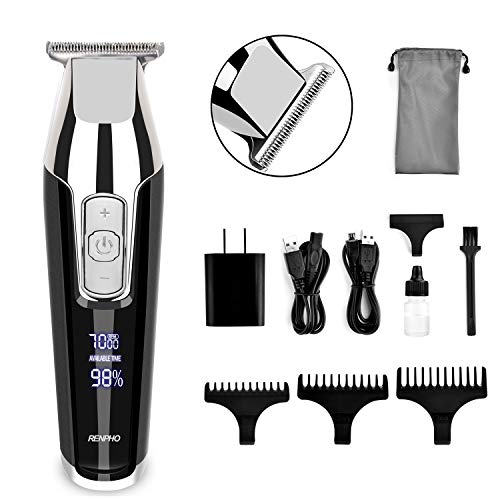 Hair Clippers, RENPHO Professional Hair Trimmer with T-Blade, Cordless Hair Cutting Kit Beard Trimmer for Men and Kids, Rechargeable Haircut Kit with LED Display for Lining and Artwork