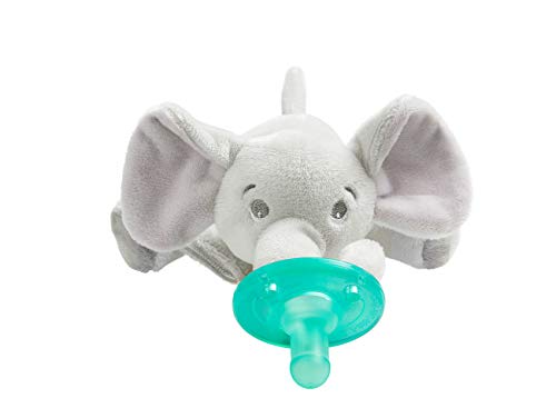 Book Cover Philips Avent Soothie Snuggle Pacifier Holder with Detachable Pacifier, 0m+, Elephant, SCF347/03