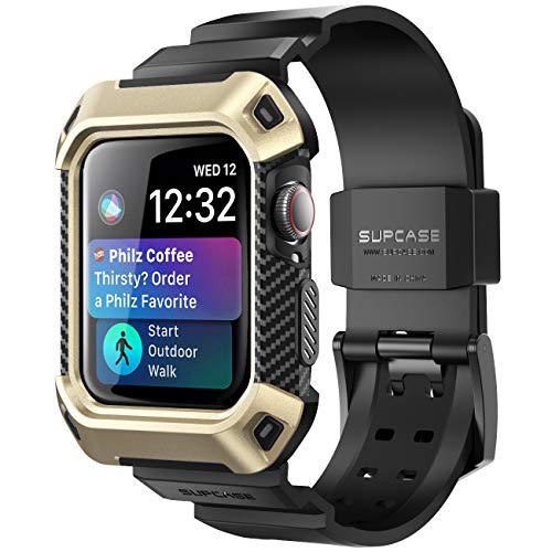 SUPCASE Rugged Protective Case for Apple Watch 4, 44mm 2018, with Strap Bands for Apple Watch Series 4 [Unicorn Beetle Pro] (Gold)