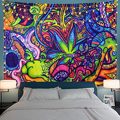 Flower Arabesque Tapestry Retro Pattern Wall Hanging Psychedelic Tapestry Abstract Figure Wall Tapestry Hippie Arabesque Tapestry Ethnical Intricate Wall Decor for Bedroom Decor