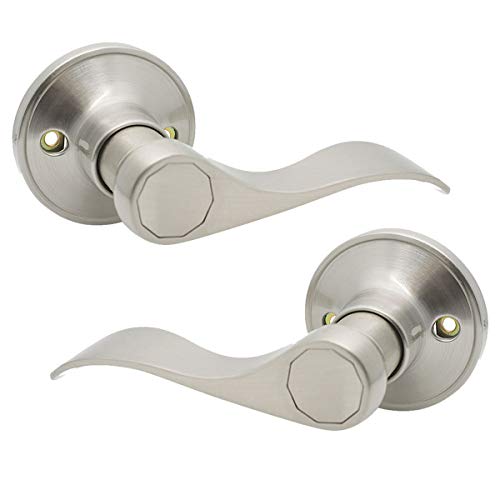 Gobrico Satin Nickel Half Dummy Door Handles Levers Right Handed and Left Handed 1Pack