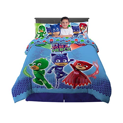 Franco Kids Bedding Super Soft Comforter with Sheets and Cuddle Pillow Bedroom Set, 6 Piece Full Size, PJ Masks