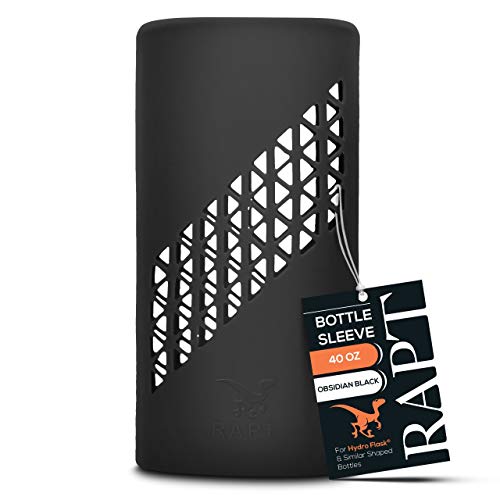 RAPT Silicone Sleeve Protective Boot and Cover Compatible with Hydro Flask Accessories for Water Bottles (Black 40 oz)