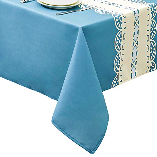 Book Cover TUBEROSE Rectangle Dining Table Cloths 60 x 104 inch - Tablecloth with Striped Pattern Decorative Table for Outdoor Indoor, Blue