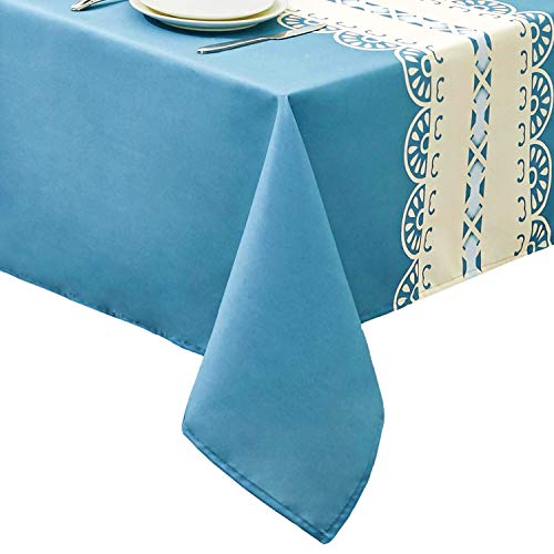 TUBEROSE Rectangle Dining Table Cloths 60 x 104 inch - Tablecloth with Striped Pattern Decorative Table for Outdoor Indoor, Blue