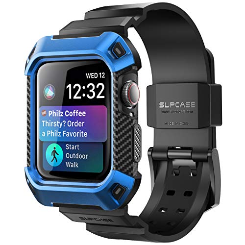 SUPCASE Rugged Protective Case for Apple Watch 4, 44mm 2018, with Strap Bands for Apple Watch Series 4 [Unicorn Beetle Pro] (Blue)