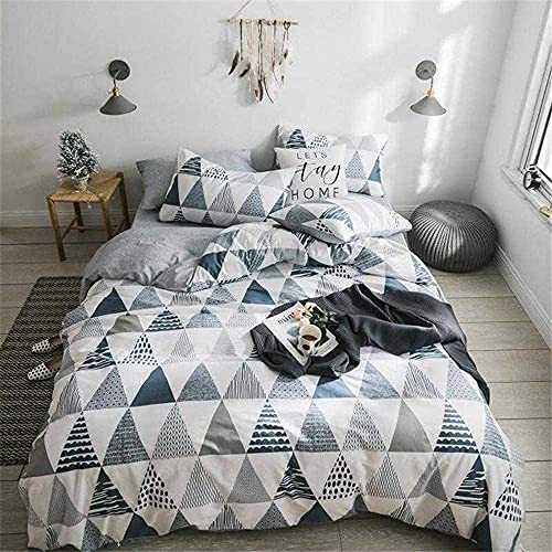 Book Cover VCLIFE Cotton Bedding Sets Twin Children Duvet Cover Sets Reversible Gray Triangle Geometric Print Bedding Collections for Boy Girl - Zipper Closure & 4 Corner Ties