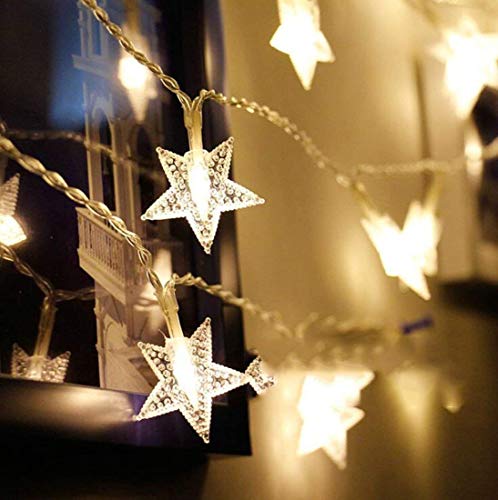 HuTools Twinkle Star Lights 16.5Ft 50 Star LED Lights Fairy Lights Battery Operated String Lights for Bedroom Star Lights for Patio Outdoor Decor Teepee Lights for Tent, Warm White