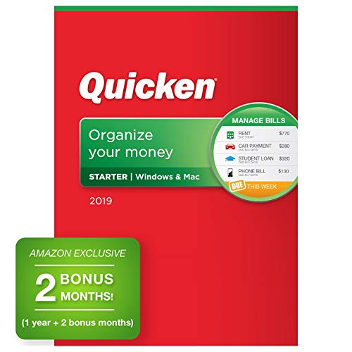 Book Cover Quicken Starter 2019 Personal Finance & Budgeting Software [PC/Mac Disc] 1-Year Membership + 2 Bonus Months [Amazon Exclusive]