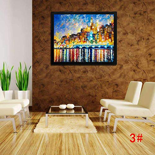 Bifast Wall Art Oil Painting for Home Frameless Colorful Painting Sailboat, Tree, Castle, Forest Path