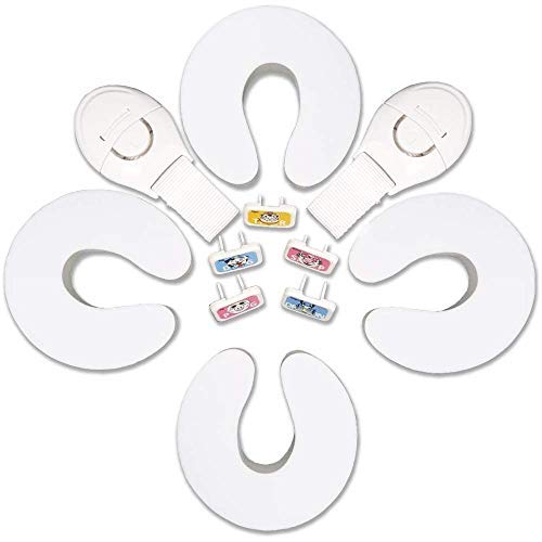 White Finger Pinch Guard [4 Pcs] â€“ Baby Proofing Door Stopper - Protect Child Fingers with Soft Durable Safety Foam Guards - Prevents Finger Pinch Injuries, Draft Stop Cushion, Slam Bumper by Hoobii