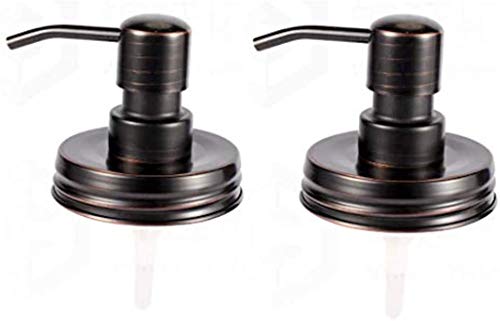 The Southern Jarring Co. Oil-Rubbed Bronze Stainless Steel Mason Jar Hand and Dish Soap Dispenser Lids (2) - Rustproof - Rustic Farmhouse Soap Pumps for Mason Jar Decor