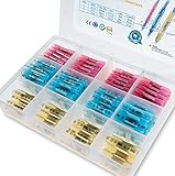 TICONN 200PCS Heat Shrink Butt Connectors Kit, Insulated Waterproof Electrical Marine Automotive Wire Crimp Terminals, Butt Splice (3 Colors / 3 Sizes)