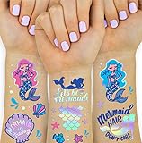 xo, Fetti Mermaid Party Supplies Temporary Tattoos - 24 Glitter Styles | Birthday Party Favors, Tail Decorations + Halloween Costume