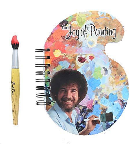 Surreal Entertainment Bob Ross Paint Palette Journal and Brush Pen - Licensed Collectible 80s Art Notepad - Novelty Book - Unique Gift for Birthdays, Holidays, House Warming Parties