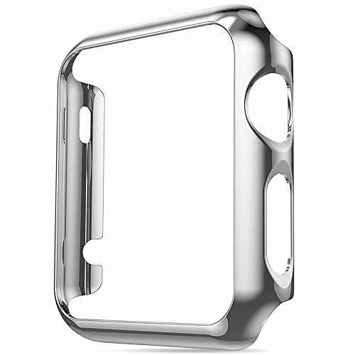 Youranzhenpin Compatible with Apple Watch SE Series 6 5 4 40mm Case Super Thin PC Plating Protective Bumper Scratch Resistant Protector Case for Apple Watch 40mm (Silver, 40mm)