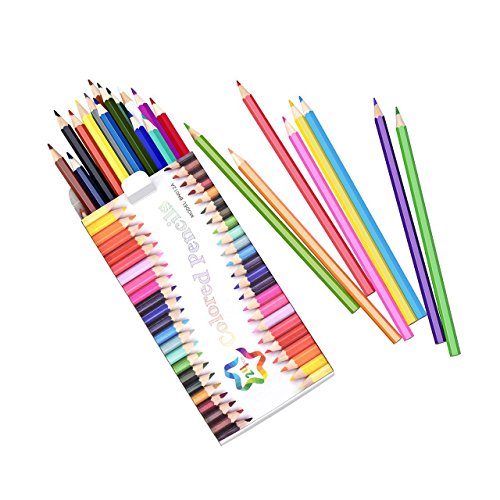 ATMOKO 24 Premium Pre-Sharpened Colored Pencil Set, Thick Pencil Lead, Easy to Sharpen, Hard to Break, Hexagonal Pen Barrel, Delicate Strokes, for Drawing, Sketching, Artwork and Adult Coloring Books