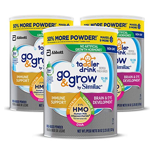 Book Cover Go & Grow by Similac Toddler Drink, 3 Cans, with 2â€™-FL HMO for Immune Support and 25 Key Nutrients to Help Balance Toddler Nutrition, Non-GMO Milk-Based Powder, 36 Oz Each