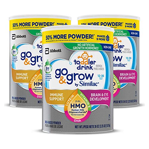Go & Grow by Similac Toddler Drink, 3 Cans, with 2â€™-FL HMO for Immune Support and 25 Key Nutrients to Help Balance Toddler Nutrition, Non-GMO Milk-Based Powder, 36 Oz Each