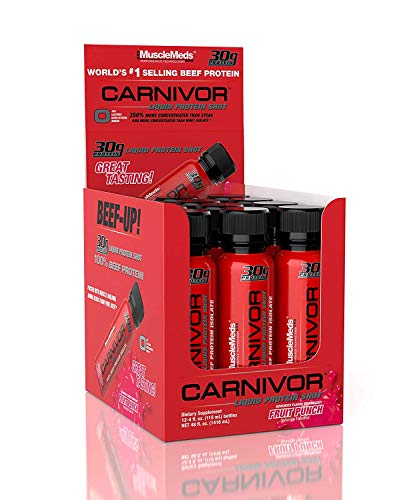 MuscleMeds Carnivor Liquid Protein Shot, Fruit Punch, 12 Count