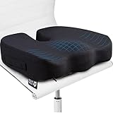 5 STARS UNITED Seat Cushion - Memory Foam Chair Cushion for Tailbone Pain Relief - Ergonomic Support for Coccyx, Sciatica & Butt - Office, Desk & Gaming Chair, Car Seat, Wheelchair, Airplane, Black