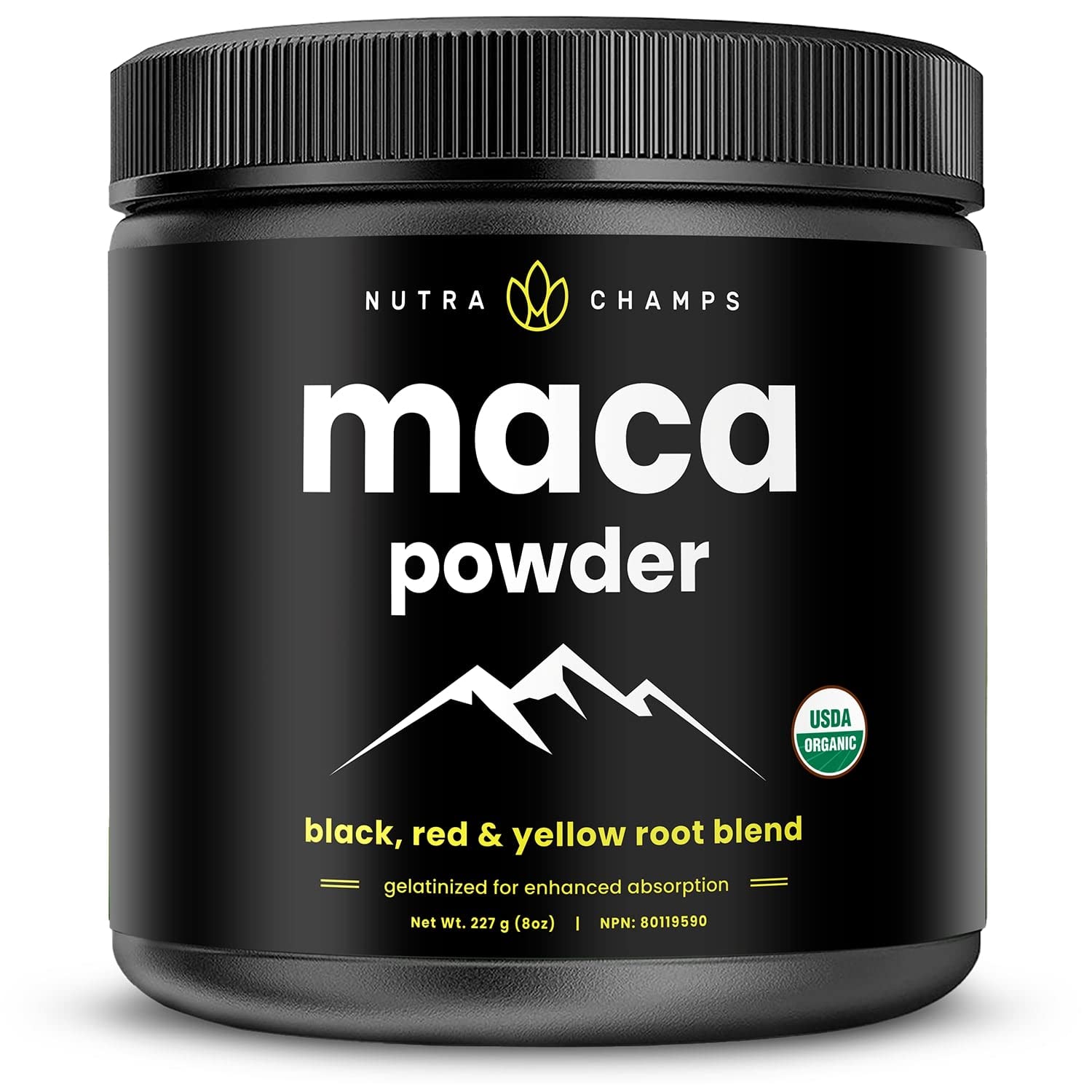Organic Maca Powder - Peruvian Grown Maca Blend with Yellow, Black & Red Roots - Gelatinized for Superior Bioavailability - Natural, Vegan Non-GMO 8oz. Bag