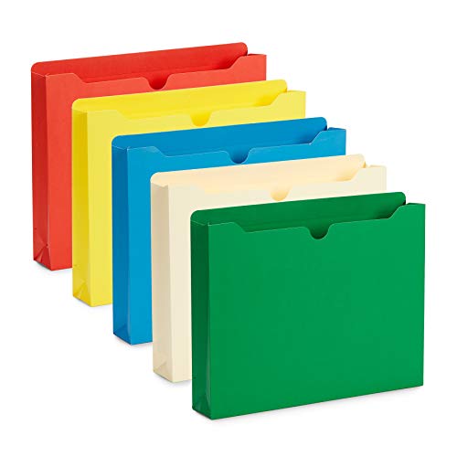 Blue Summit Supplies 2 Inch File Jackets, Reinforced Straight Cut Tab, Heavy Duty 2 Inch Expansion Pocket, Letter Size, Assorted Colors, 25 Pack