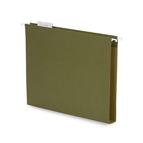 Book Cover Blue Summit Supplies Extra Capacity Hanging File Folders, 25 Reinforced Hang Folders, Heavy Duty 1 Inch Expansion, Designed for Bulky Files and Charts, Letter Size, Standard Green, 25 Pack