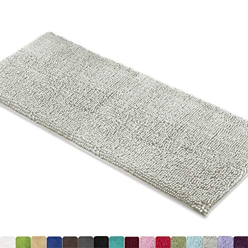 Book Cover MAYSHINE Bath Mat Runners for Bathroom Rugs, Long Floor Mats, Extra Soft, Absorbent, Thickening Shaggy Microfiber, Machine-Washable, Perfect for Doormats,Tub, Shower (27.5x47 Inches, Light Gray)