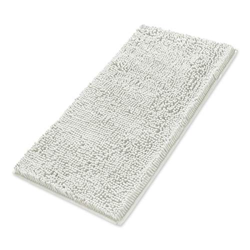 MAYSHINE Plush Shaggy Chenille Bath Mat | Extra Soft, Super Absorbent, Non-Slip Bathroom Rug | Fluffy Microfiber, Area Rug Sets for Bathroom Floor, Kitchen, Living Room | 39"x24" | Light Gray