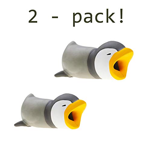 Quirkio - Cable Charger Animal Bite for iPhone Cord Protector Prime Accessories for Phones and Charging Cable (Penguin x2)