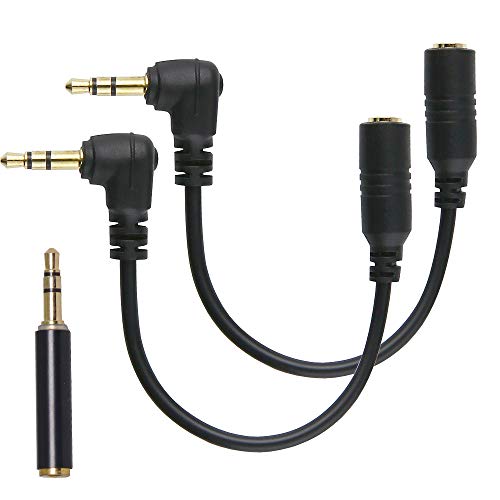 TRRS to TRS Adapter Cable, 2Packs 3.5mm Audio Microphone Cords + 1PC TRRS Female to TRS Male Audio Adapter, for DSLR Camera, PC, Laptop, and iPhone, Android, Windows Smartphone (RC3)