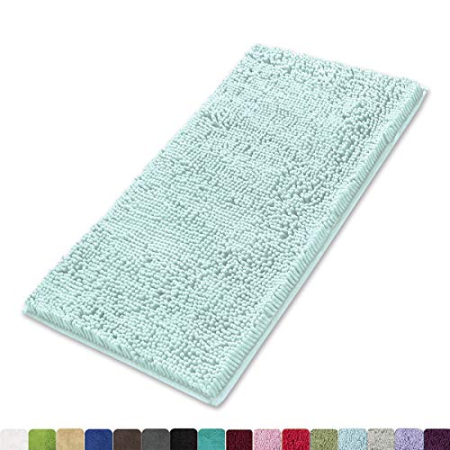 Book Cover MAYSHINE 24x39 Inches Non-Slip Bathroom Rug Shag Shower Mat Machine-Washable Bath Mats with Water Absorbent Soft Microfibers of - Spa Blue