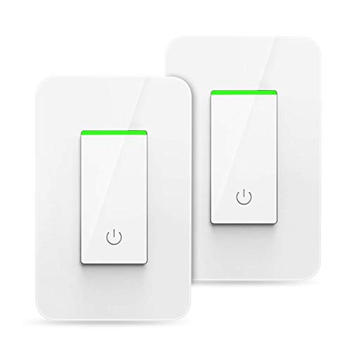Book Cover BrizLabs Smart Light Switch, Remote Control Wi-Fi Light Switch with Timer, 15A Wireless In-wall Light Switch, Works with Alexa/Google Assistant/IFTTT, No Hub Required, ETL & FCC Listed, White, 2 Pack