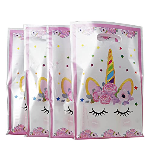 SoFire Plastic Unicorn Party Bags Gift Bags for Unicorn Birthday Party Supplies